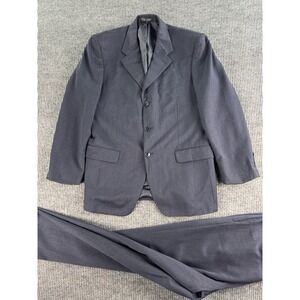 Vintage Jones New York Suit 40 R Blue Wool Solid Premium Pleated Pants 32x32